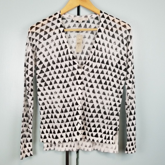 LOFT Sweaters - LOFT white black printed cardigan size XSP NWT -C3